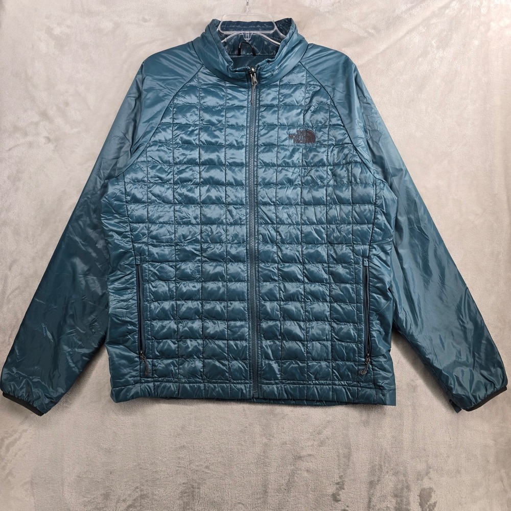 The North Face Thermoball Jacket‎ Mens Size Large Teal Blue Full zip Insulated